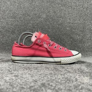 Converse Hot Pink Low Top Sneakers Canvas Tulle Double Tongue 640511F Women Sz 6